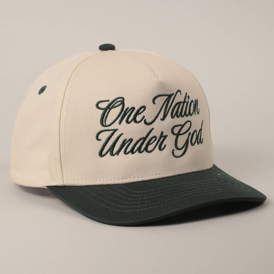 Fashion City - One Nation Under God Two-Tone Trucker Hat: NATURAL/ROYAL BLUE / ONE SIZE