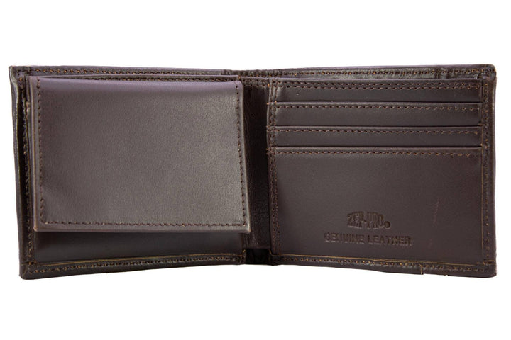 Zep-Pro - Shot Men's Bifold Old School Camo Leather Wallet.: Brown/Tan Camo