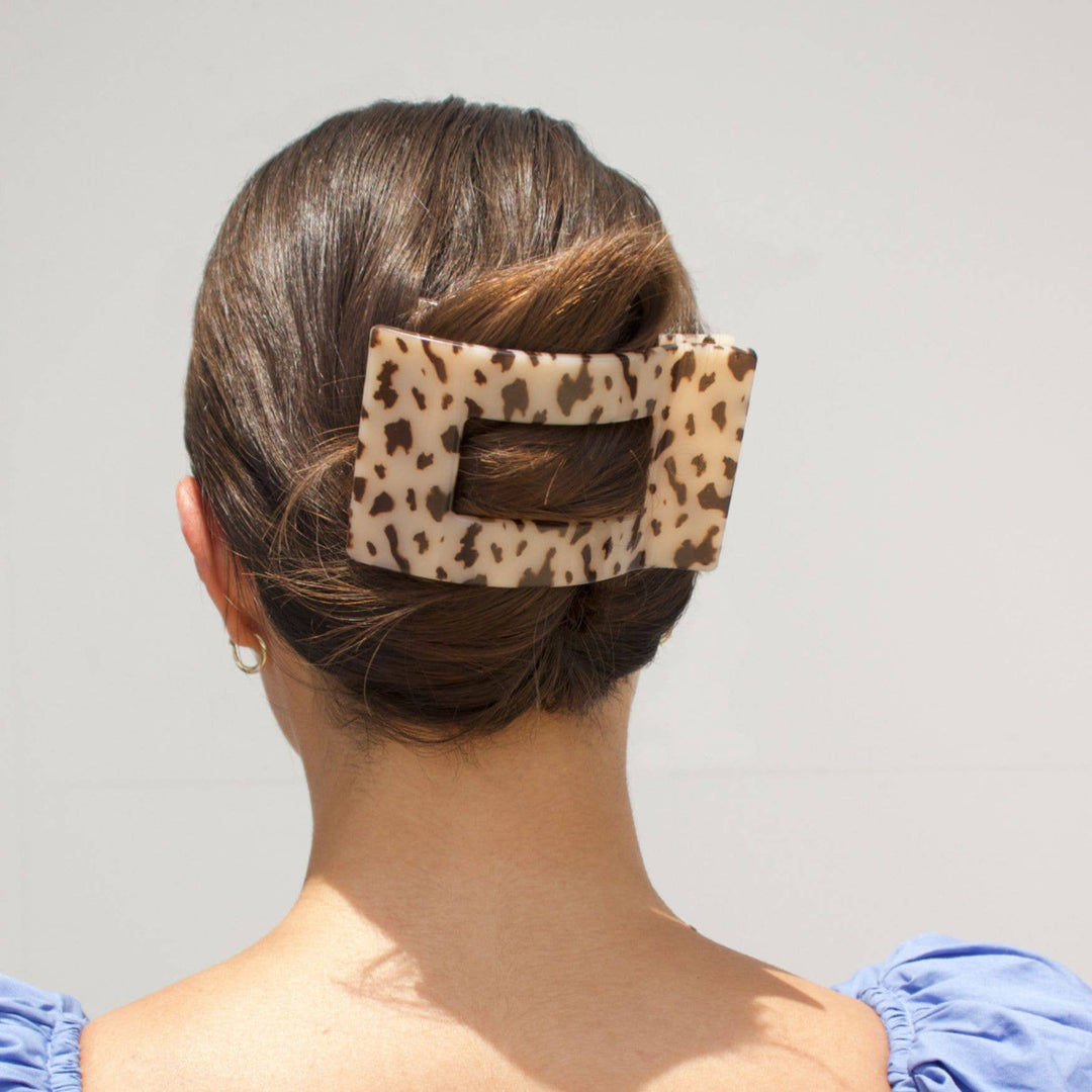 TELETIES - Flat Rectangle Hair Clip | Large | Blonde Tortoise