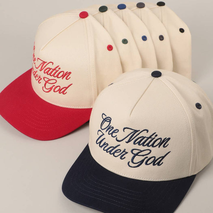 Fashion City - One Nation Under God Two-Tone Trucker Hat: NATURAL/RED / ONE SIZE