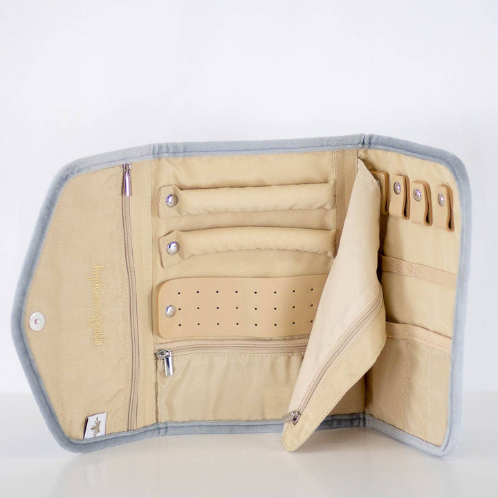 The Royal Standard - Quilted Jewelry Clutch   Slate Blue   9.25x6.5