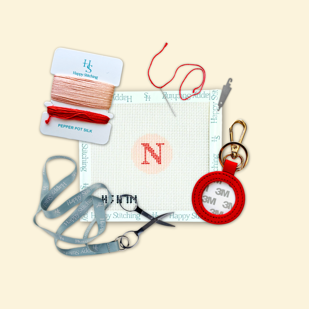 Happy Stitching - Our Initial Thought - Key Fob in Rosy Cheeks: J