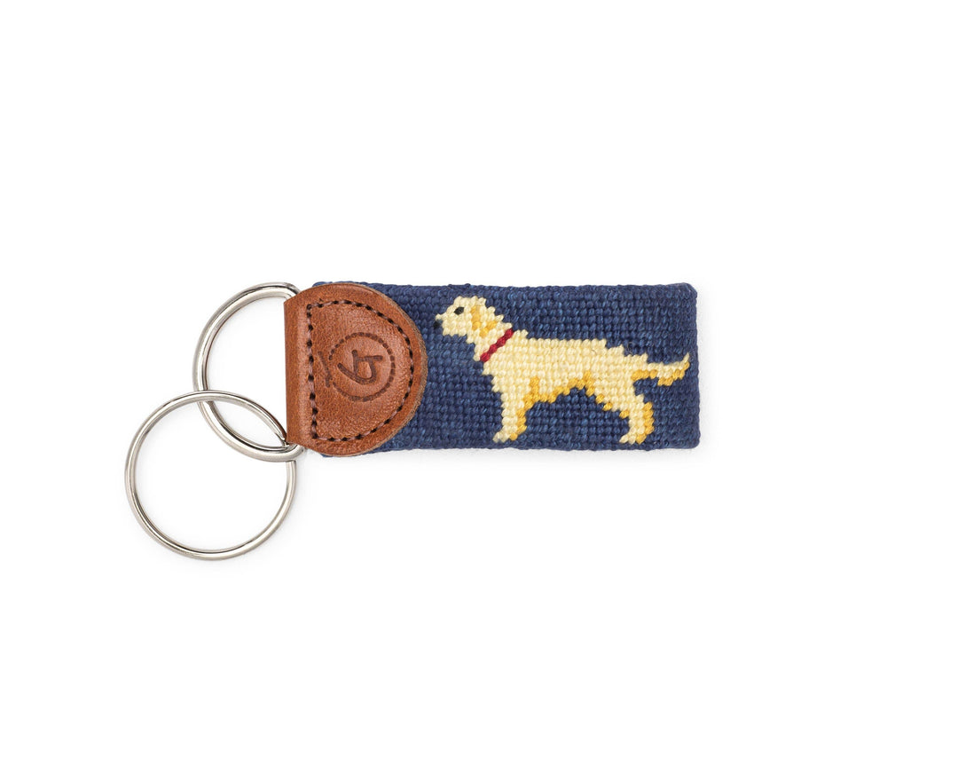 Good Threads - Yellow Lab Needlepoint Keychain: Navy