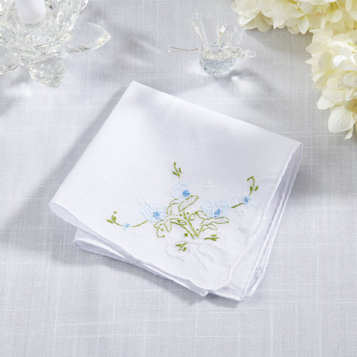 Saro Lifestyle - Delicate Floral Embroidery Handkerchief: White / 13"