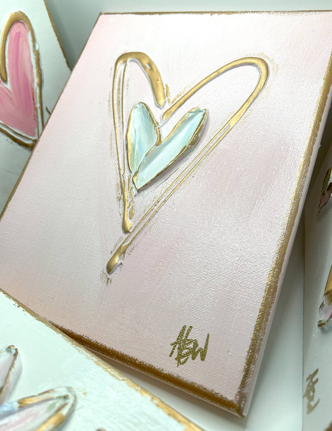 Coddiwomple - Textured hearts on canvas | valentine | pastel | xoxo | loved