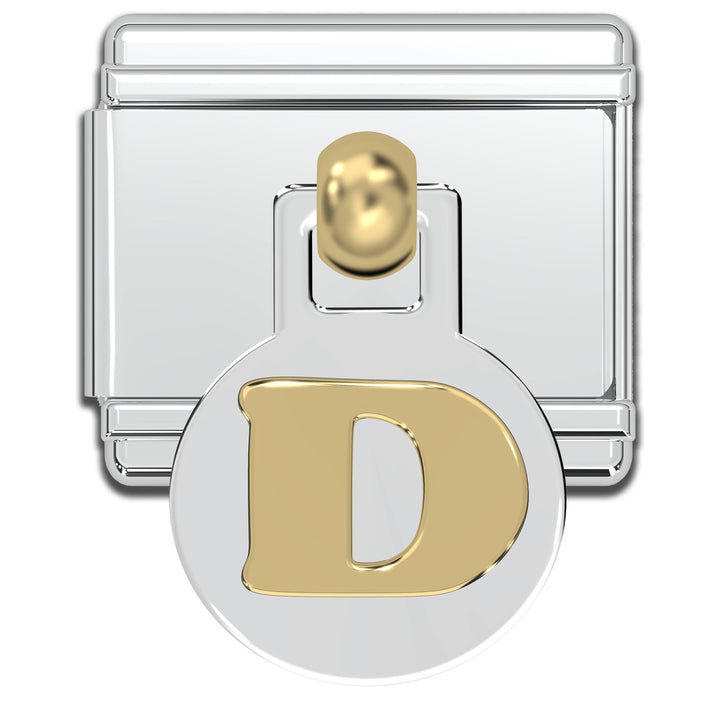 Natalia - Italian Charm Letters A-Z - 9mm Gold Dangle Bracelet Charms: T