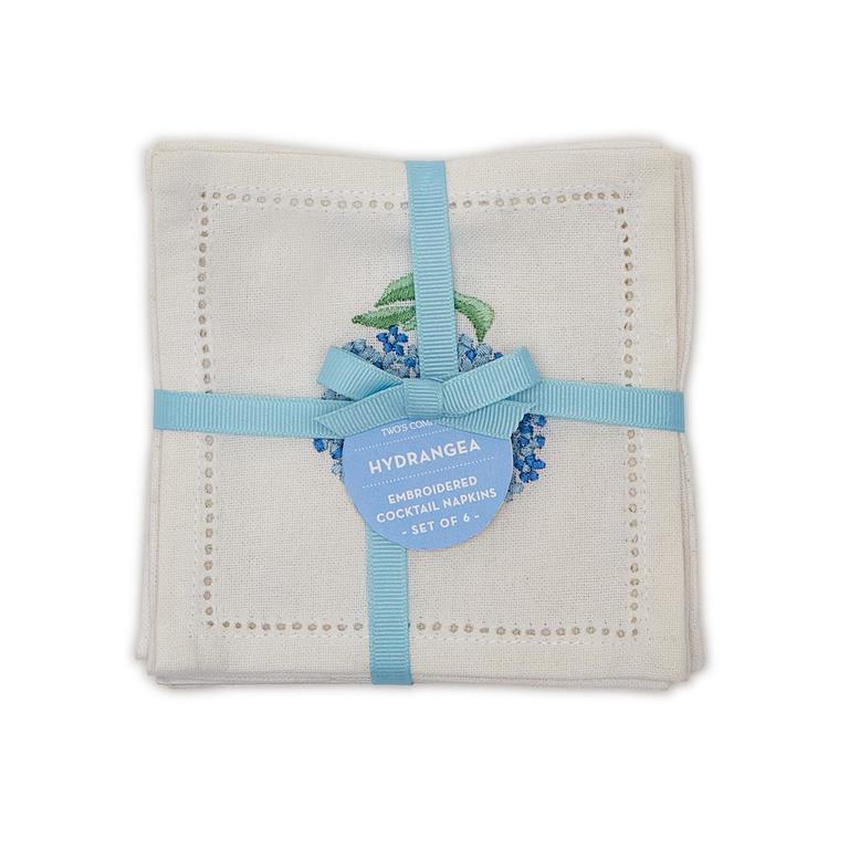 Hydrangea S/6 Hemstitch Cocktail Napkins