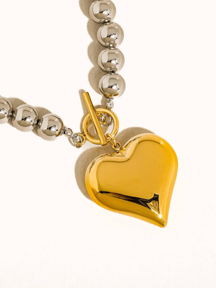 Flânerie by MAIQ - Raissa 18K Gold Non-Tarnish Two Tone Heart Necklace: Multi-Colored