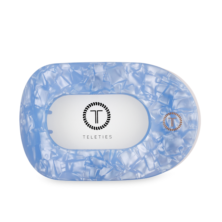 TELETIES - Flat Round Hair Clip | Large | Blue Lagoon