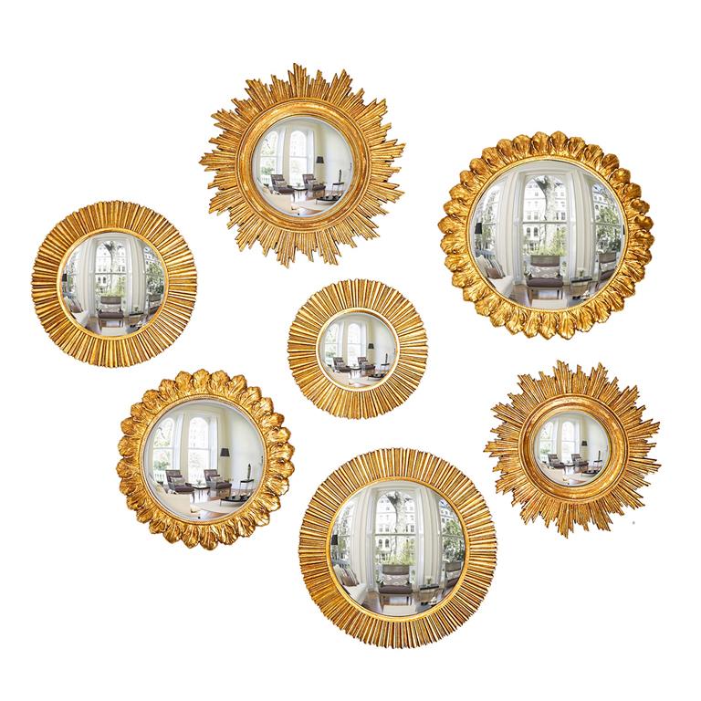 Gold Leaf Convex Wall Mirror in 7 Styles