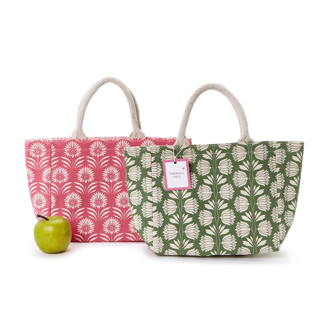 Palm Deco Print Thermal Lunch Tote Bag Asst 2 Colors
