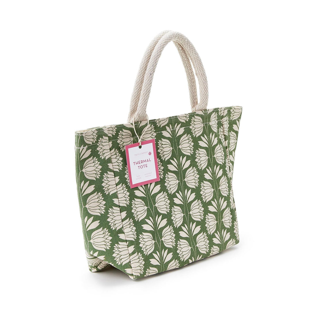 Palm Deco Print Thermal Lunch Tote Bag Asst 2 Colors