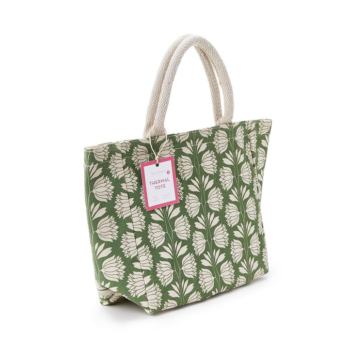 Palm Deco Print Thermal Lunch Tote Bag Asst 2 Colors