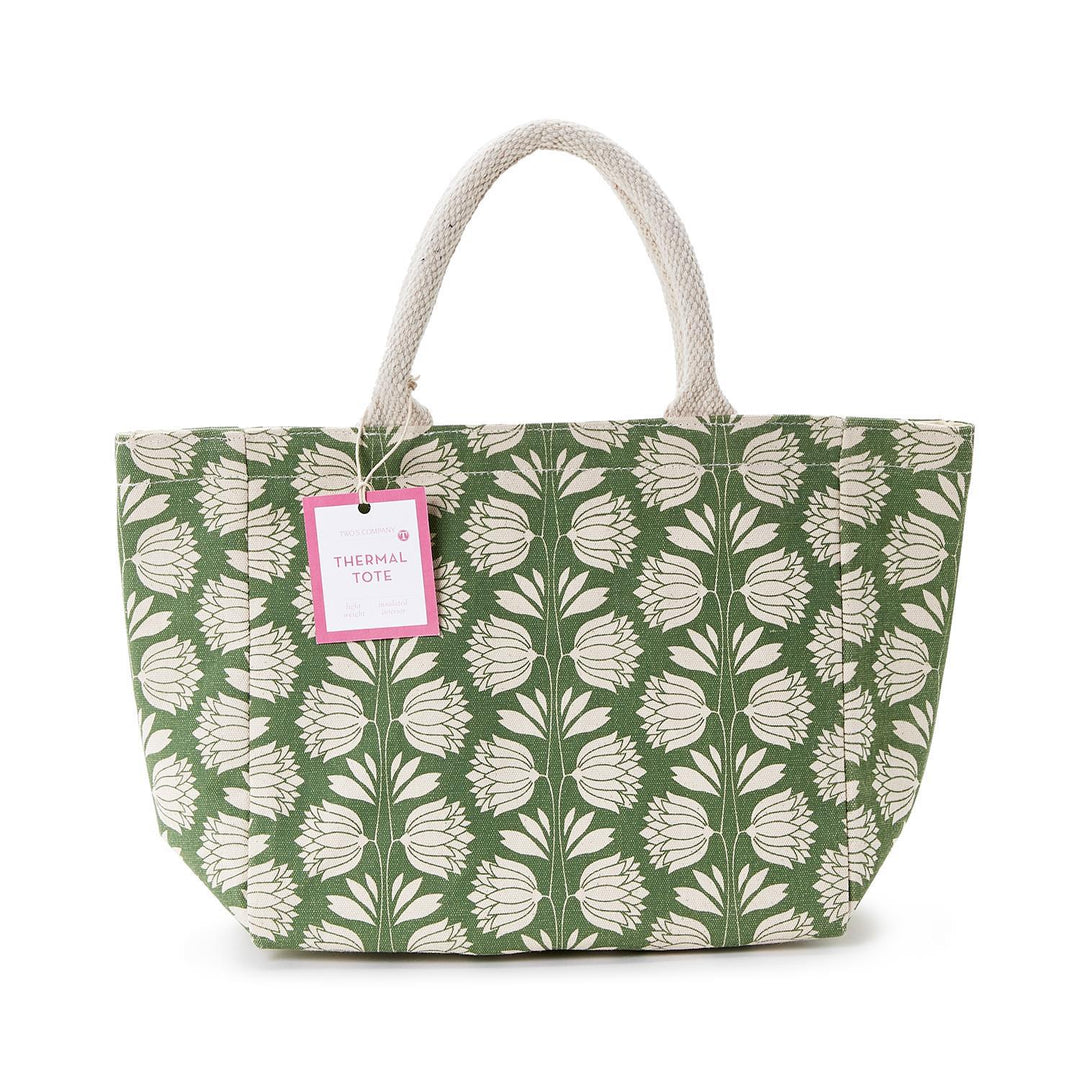 Palm Deco Print Thermal Lunch Tote Bag Asst 2 Colors