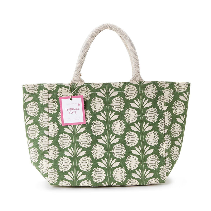 Palm Deco Print Thermal Lunch Tote Bag Asst 2 Colors
