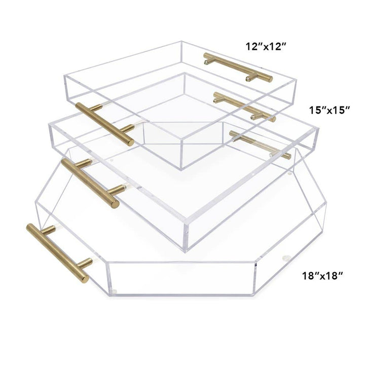 Isaac Jacobs Clear Acrylic Serving Tray with Metal Handles: Clear With Gold Handle / 11x17
