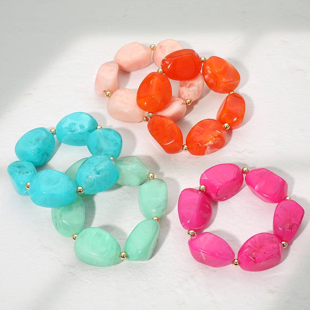 Sensibling Corp. - Chunky Resin Pebble Beaded Bracelet: Mint