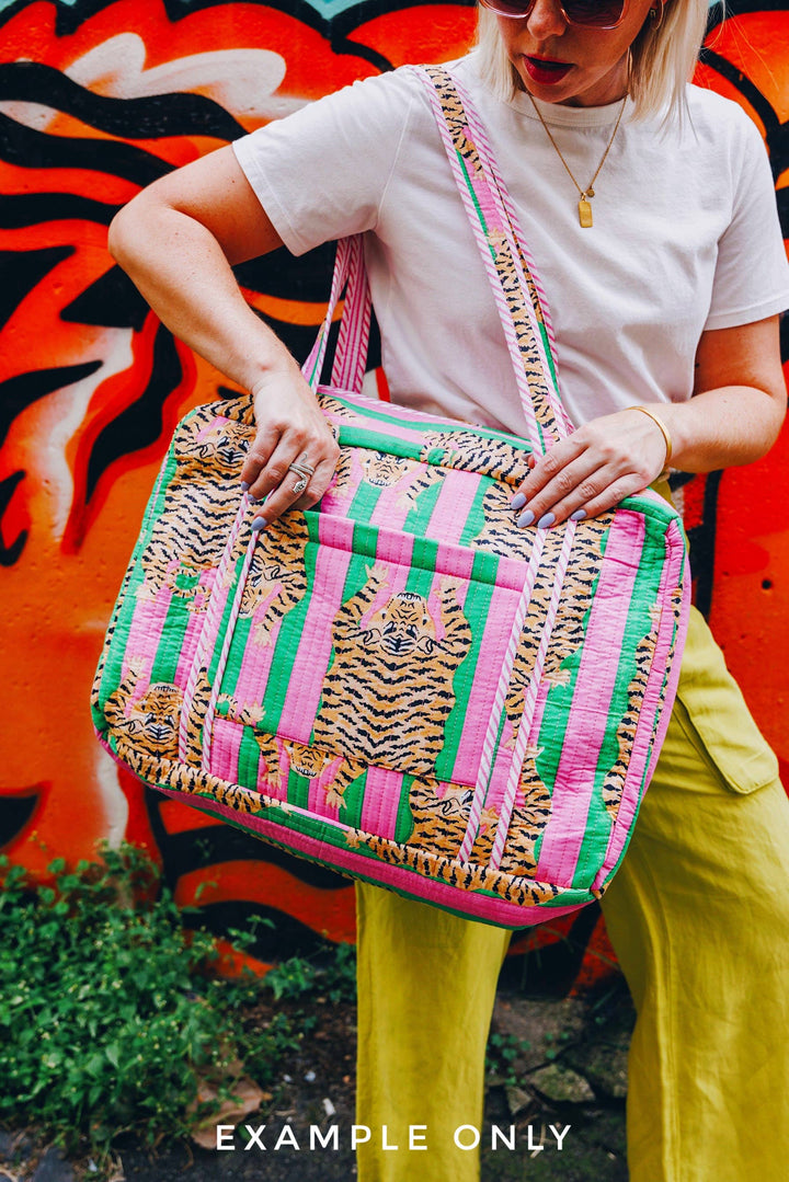 Folklore Couture - Quilted Duffle Bag | Weekender Travel Overnight Bag | Aqua