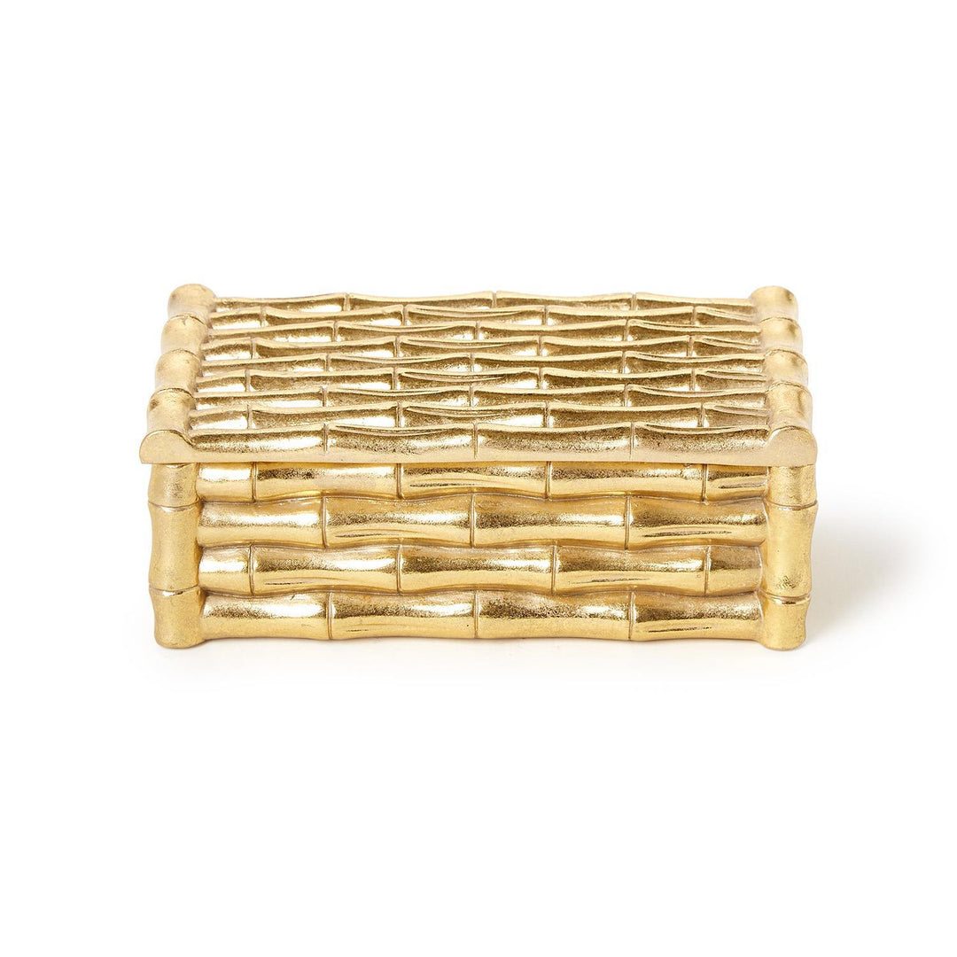 Gold Bamboo Box with Velvet Lining - Resin/Polyester