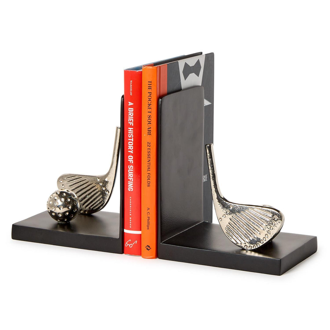 Golf Bookends with Nickel Finish