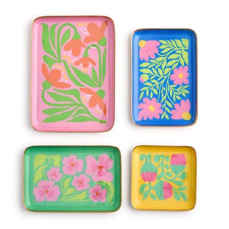 Petal Pop Metal Trinket / Desk Trays In 4 Designs