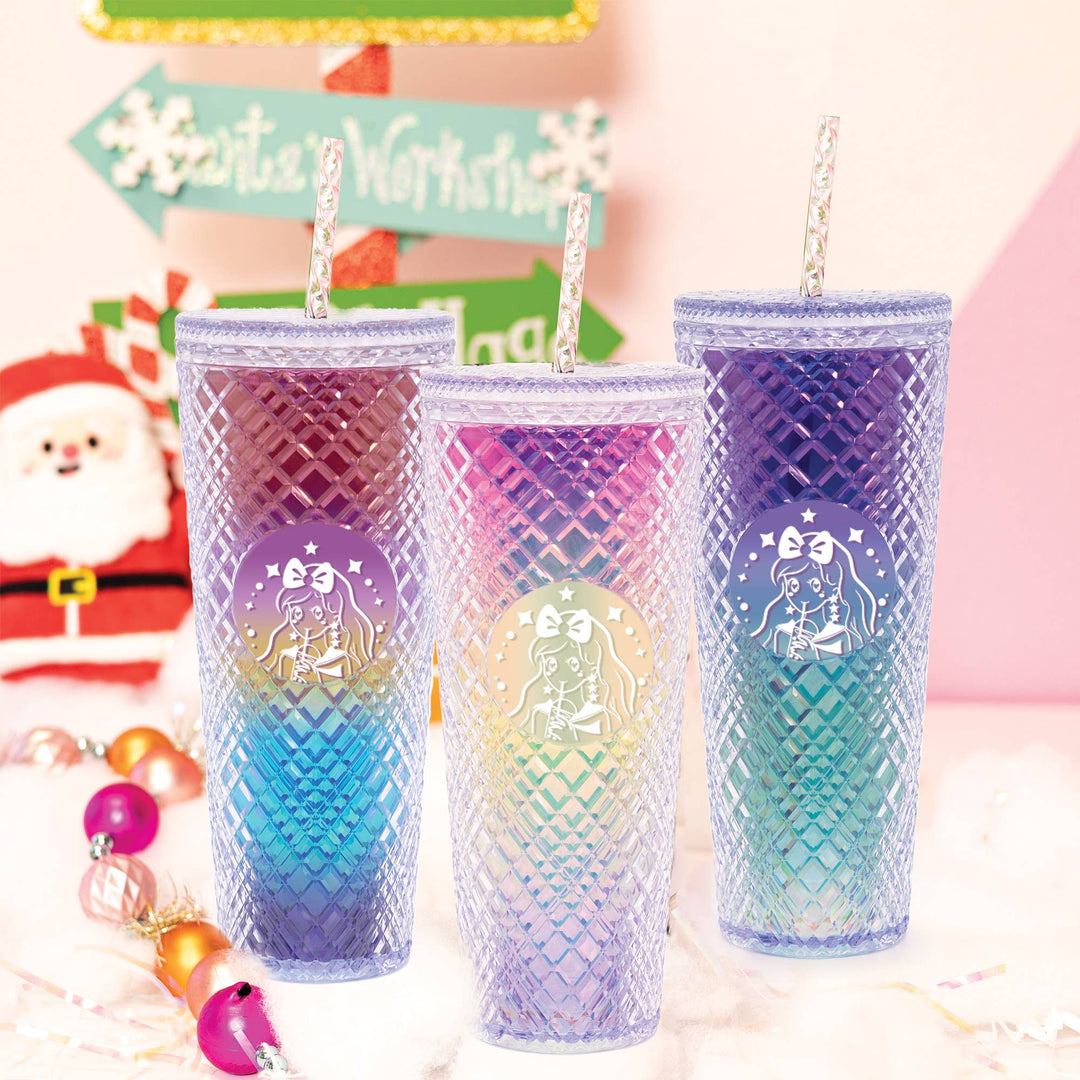 Tall Dazzling Jewel Holographic Tumbler - Sunset