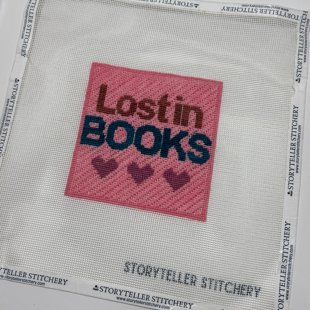 Storyteller Stitchery - Lost in Books — Modern Needlepoint Kit (Small Design)