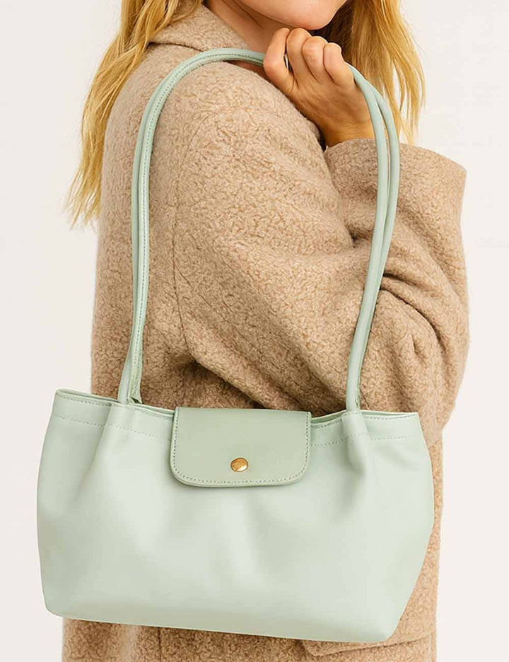 Sweetkama - Ladies Color Block Handbag Double Shoulder Strap Tote Bag: Ivory / One Size