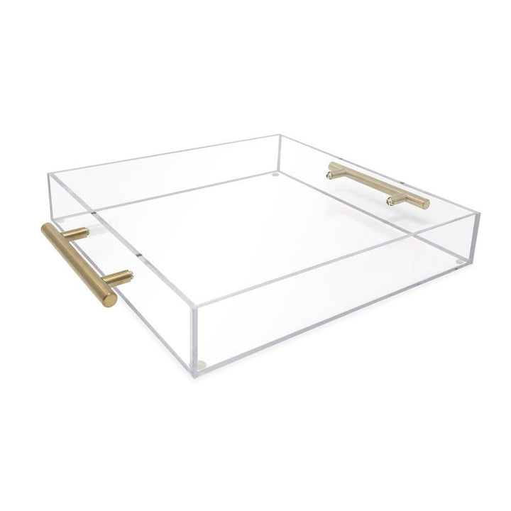 Isaac Jacobs Clear Acrylic Serving Tray with Metal Handles: Clear With Gold Handle / 11x17