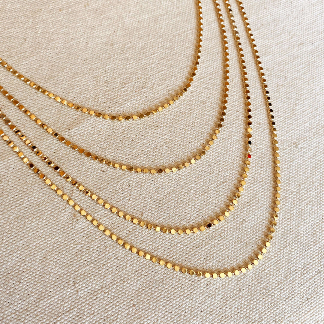 GoldFi - 18k Gold Filled 2mm Flat Ball Chain Necklace: 18 inches