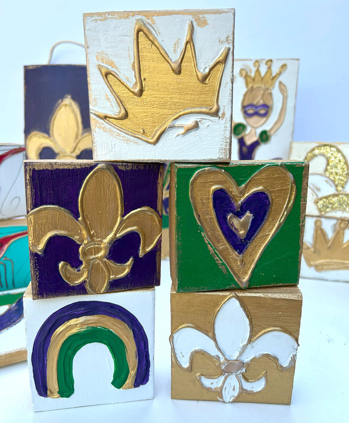 Coddiwomple - Fleur de Lis  |   French Mardi Gras New Orleans Saints: Purple background / 3x3 mini block