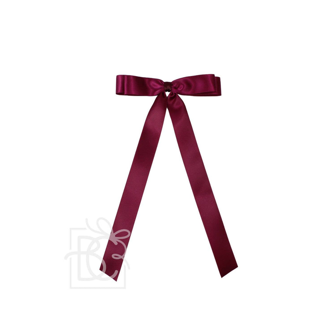 Beyond Creations, LLC - 7/8" SATIN LAYERED TAIL BOW ON ALLIGATOR CLIP: Powder Pink