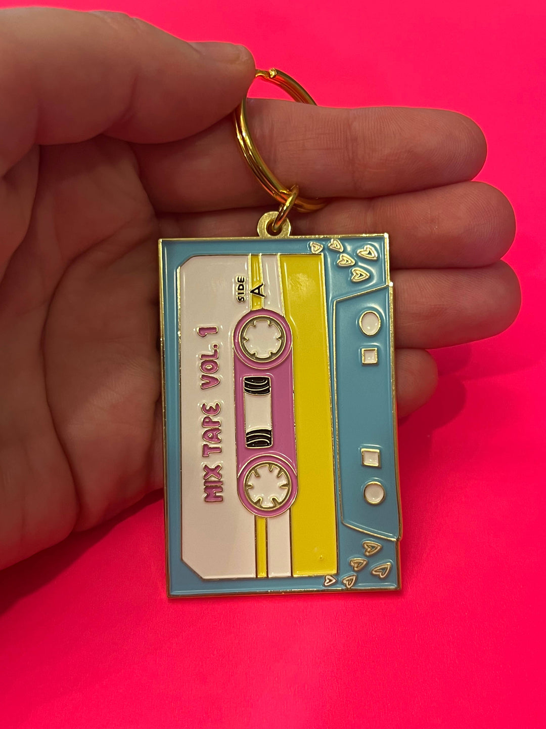 R is for Robo - Cassette Tape Gold Keychain Retro Nostolgia Gifts for Women