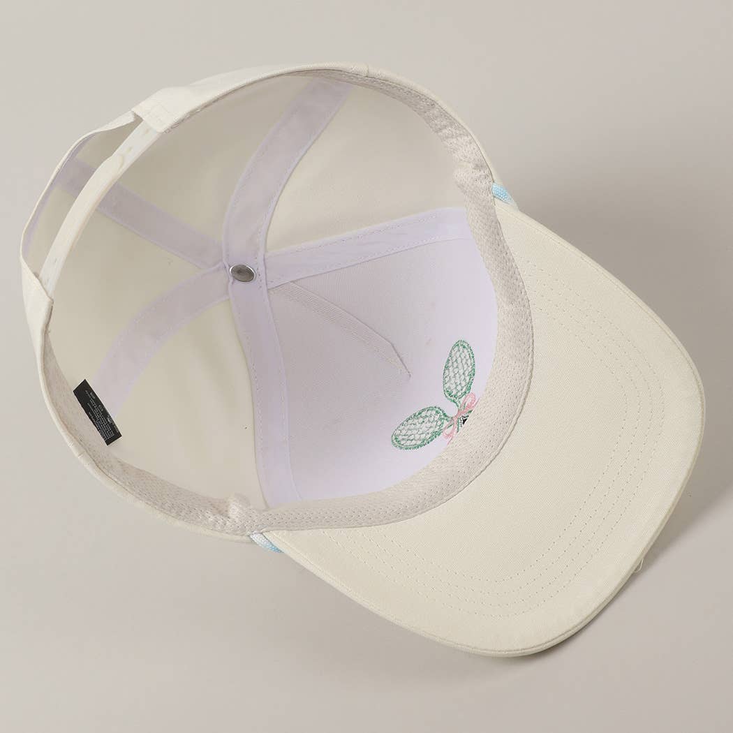 Fashion City - Tennis Racquets Ribbon Embroidery Trucker Hat: LT BLUE / ONE SIZE