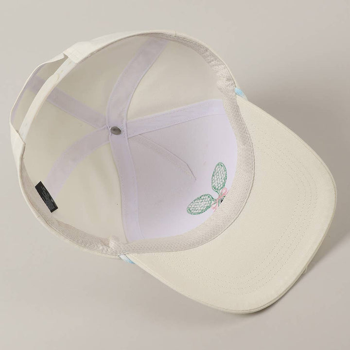 Fashion City - Tennis Racquets Ribbon Embroidery Trucker Hat: LT BLUE / ONE SIZE