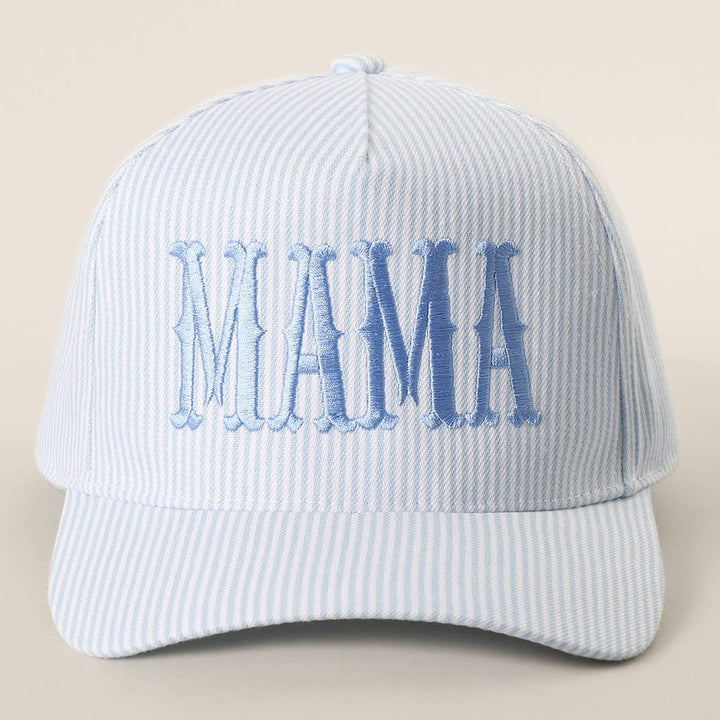 Fashion City - MAMA Embroidered Striped Trucker Hat : BLUE/BLUE