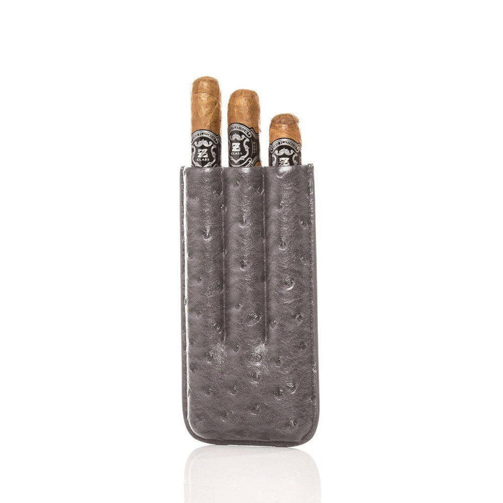 Brouk and Co. - Keep it Fresh Cigar Holder Triple In Ostrich Leather: Blue Ostrich-2311