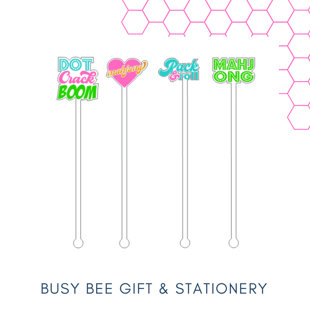 Busy Bee Gift & Stationery - Dot Crack Bam Mahjong Cocktail Napkins Pink