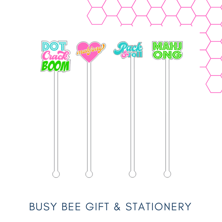 Busy Bee Gift & Stationery - Dot Crack Bam Mahjong Cocktail Napkins Pink