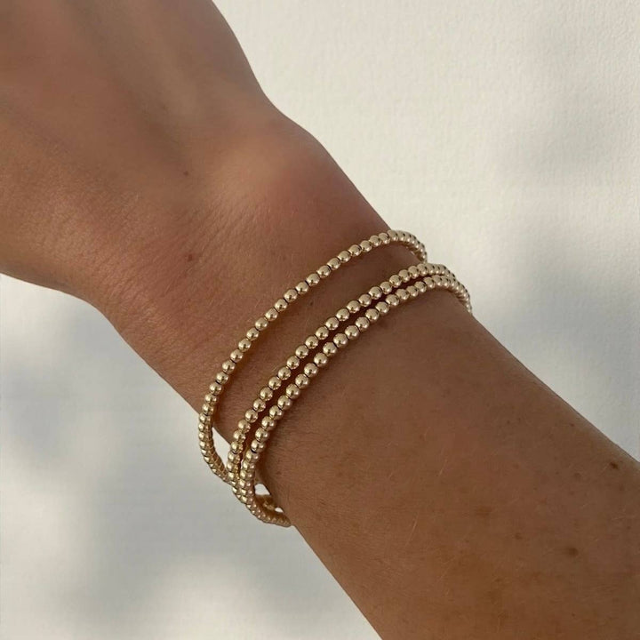 bara boheme - Classic 3MM | Gold Filled Beaded Bracelet: Gold Filled / Stretchy 6.5"