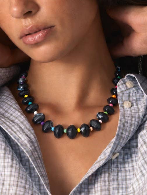 MKS America - Bohemian Beaded Choker Necklace For Women: Green / M