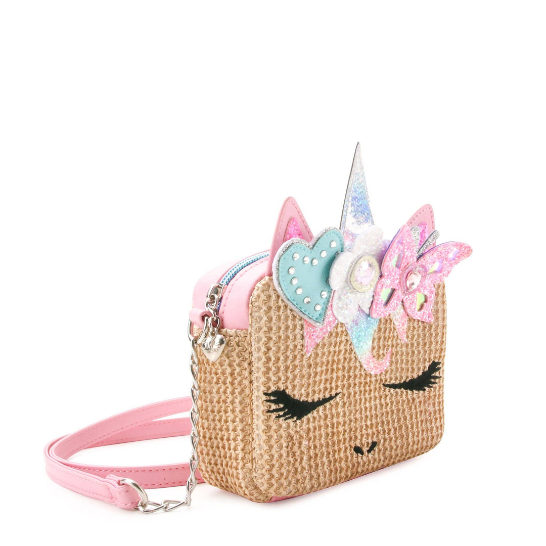 OMG Accessories - Miss Gwen Unicorn Butterfly Crown Straw Crossbody Bag