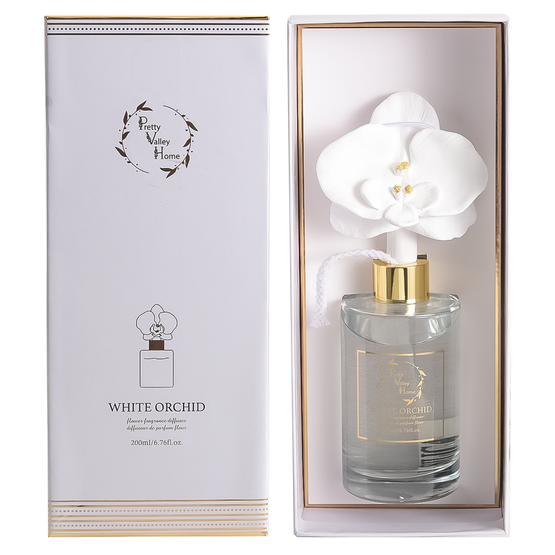 Pretty Valley Home - Orchid Flower Diffuser Gift Set - White Orchid