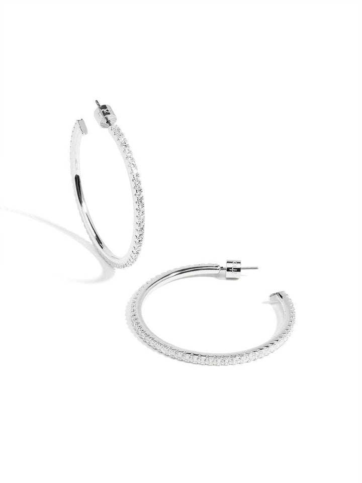 rho - Large PavŽ Hoop Earring: Gold/Clear