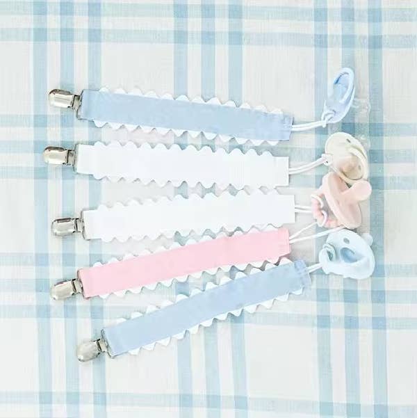Zsa Zsa & LoLLi Monogram Blanks - Pacifier Clip, Monogram-able Assorted Colors: Blue Angel