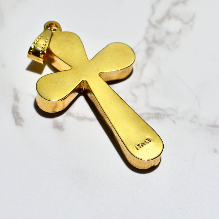 Via Graceffo - Florentine Glass Mosaic Floral Cross Pendant