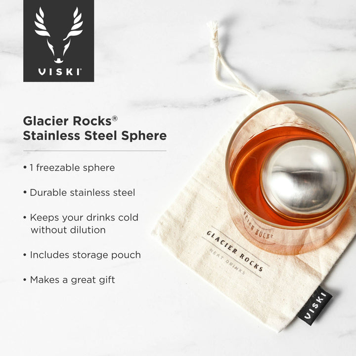 Viski - Glacier Rocks® Large Stainless Steel Whiskey Ball