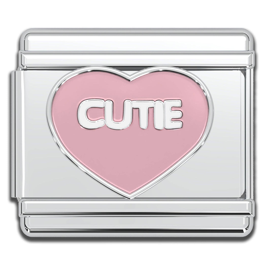 Natalia - Italian Bracelet Charm -  CUTIE PINK HEART 9mm Links