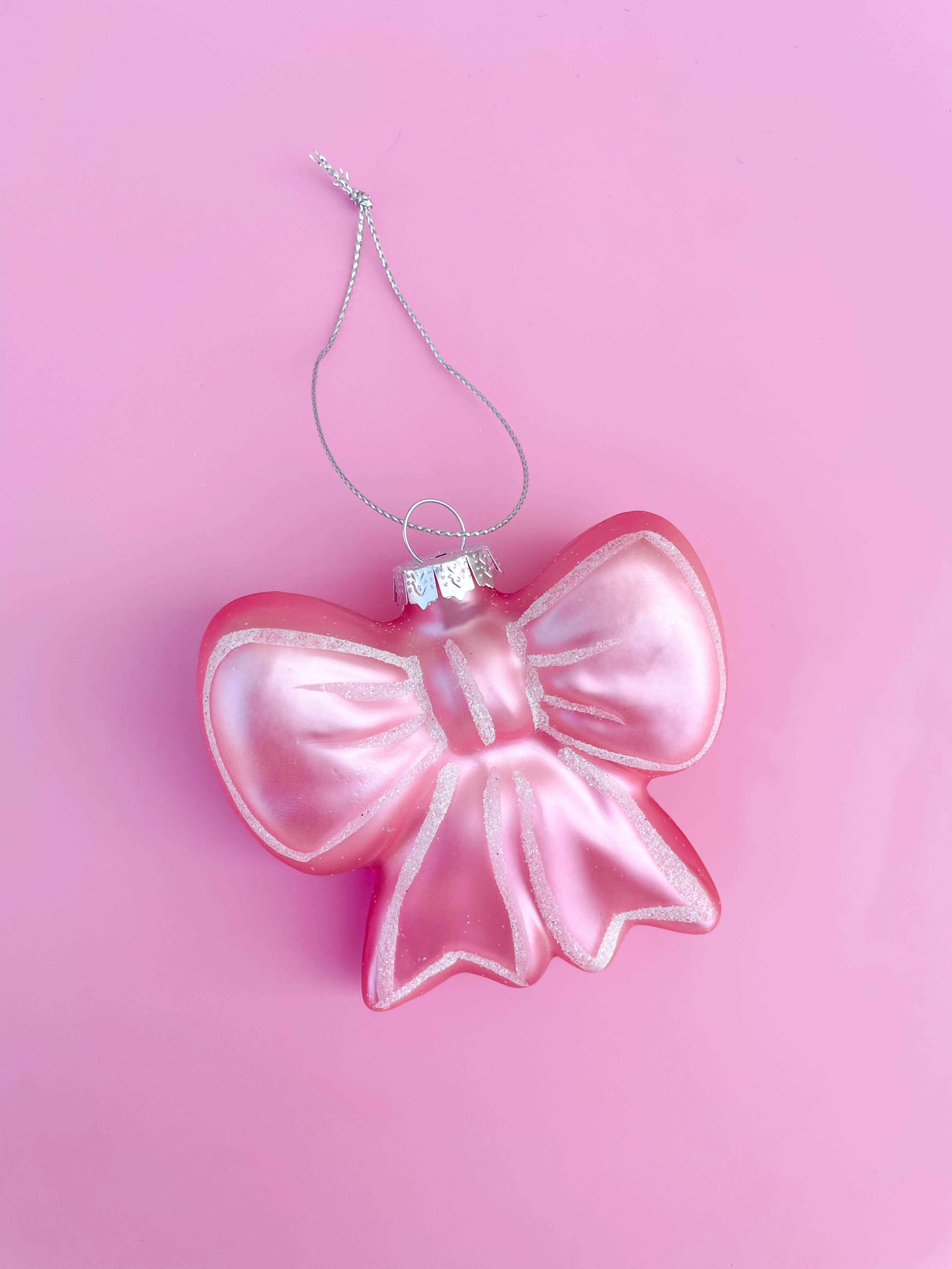Rock Paper Scissors - Pink Bow Christmas Ornament - Thumbnail 3