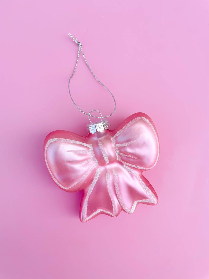 Rock Paper Scissors - Pink Bow Christmas Ornament